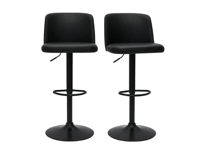 Barhocker höhenverstellbar schwarzes Polyurethan und schwarzes Metall (2er-Set) MONTI von Kauf-Unique Marketplace
