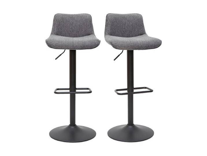 Barhocker höhenverstellbar und um 360° drehbar aus Stoff mit strukturiertem Samteffekt in Grau und Metall (2er-Set) BOOST von Kauf-Unique Marketplace