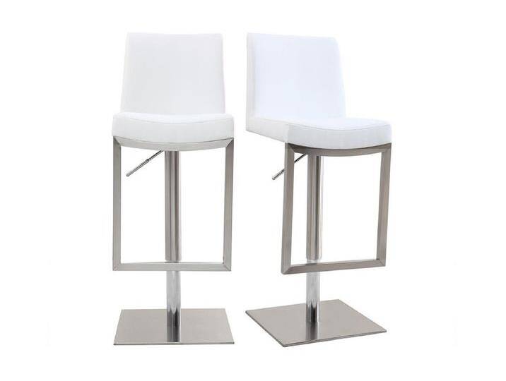 Barhocker höhenverstellbar weiß und verchromter Stahl (2er-Set) KYLE (matt) von Kauf-Unique Marketplace