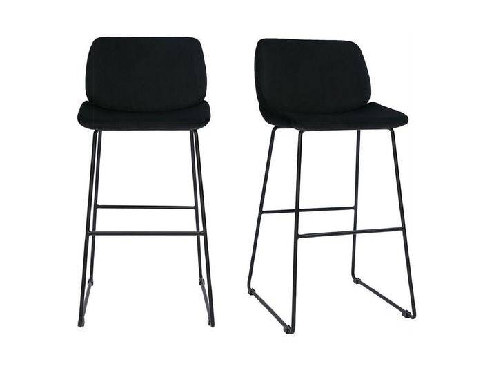 Barhocker schwarzer Samt und Beine aus schwarzem Metall 65cm (2er-Set) KAOLY von Kauf-Unique Marketplace