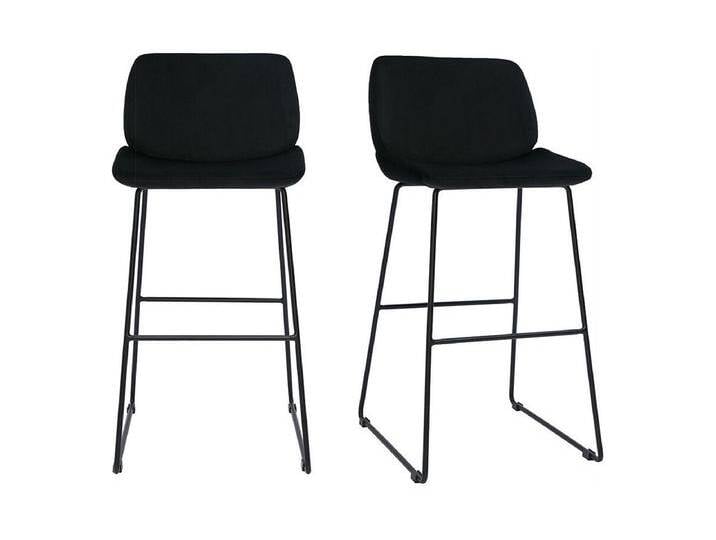 Barhocker schwarzer Samt und Beine aus schwarzem Metall 65cm (2er-Set) KAOLY von Kauf-Unique Marketplace