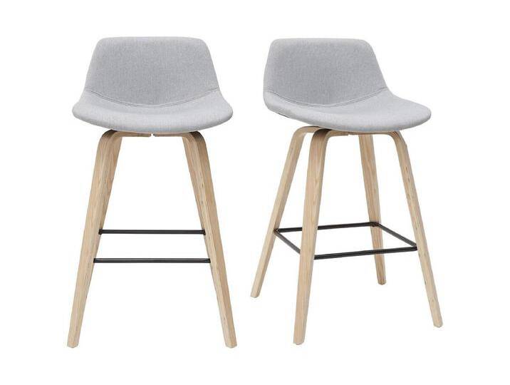 Barhocker skandinavisches Design hellgrau und Holz H65 cm (2er-Set) NONIE von Kauf-Unique Marketplace