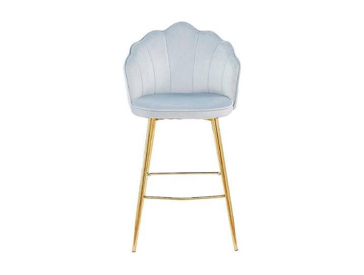 Barstühle Muschelform in Hellgrau Vierfußgestell aus Metall (2er Set) von Kauf-Unique Marketplace