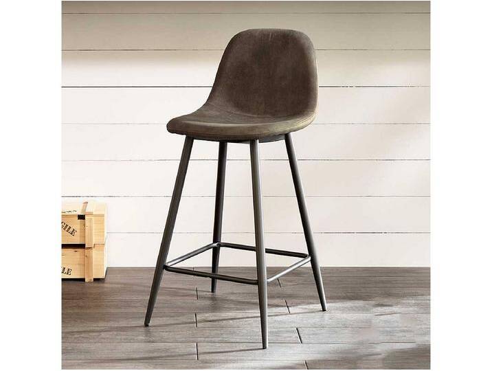 Barstuhl in Taupe Kunstleder Stahl Anthrazit (2er Set) von Kauf-Unique Marketplace