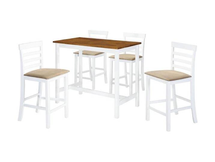 Bartisch mit Stühlen 5-tlg. Massivholz Braun und Weiß von Kauf-Unique Marketplace