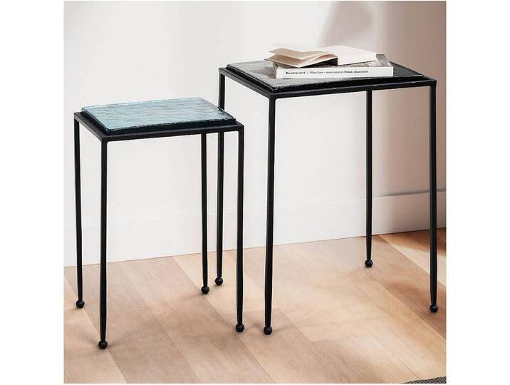 Beistelltisch Beistelltischchen aus Metall und getöntem Glas (zweiteilig) von Kauf-Unique Marketplace
