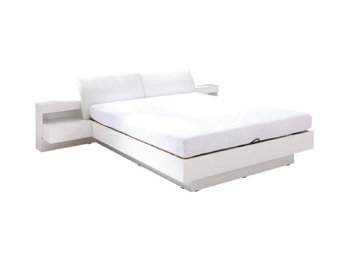 Bett mit Lattenrost 180x200 cm RENATO in Weiß mit integriertem Nachttisch mit LED – 291 x 90 x 236 cm von Kauf-Unique Marketplace