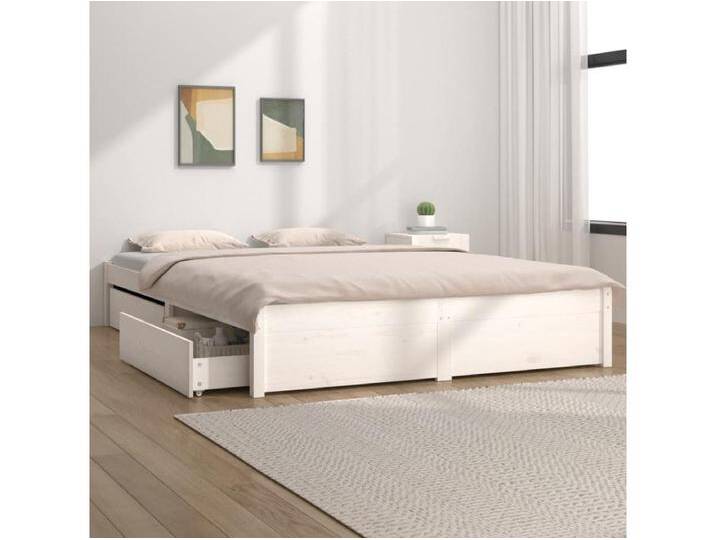 Bett mit Schubladen Weiß 150x200 cm Bett mit Schubladen Weiß 150x200 cm von Kauf-Unique Marketplace