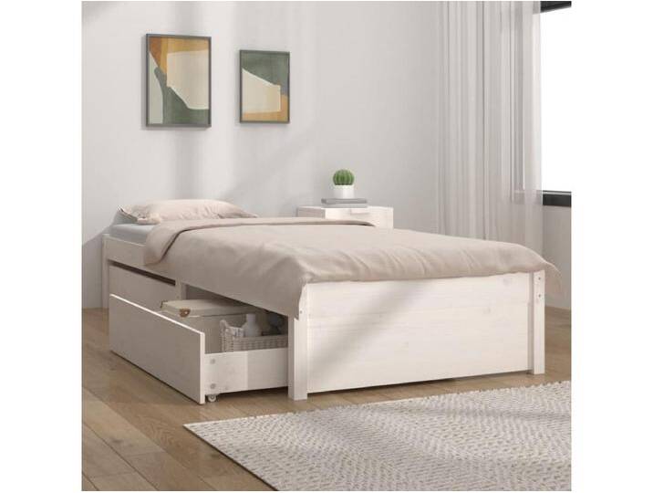 Bett mit Schubladen Weiß 90x200 cm Bett mit Schubladen Weiß 90x200 cm von Kauf-Unique Marketplace