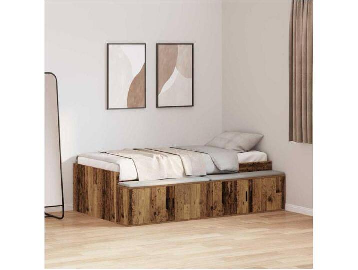 Bett mit Stauraum Altholz 100 x 200 cm Holzwerkstoff von Kauf-Unique Marketplace