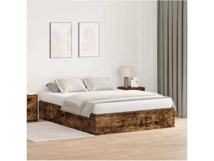 Bettgestell Räuchereiche 160 x 200 cm Holzwerkstoff von Kauf-Unique Marketplace