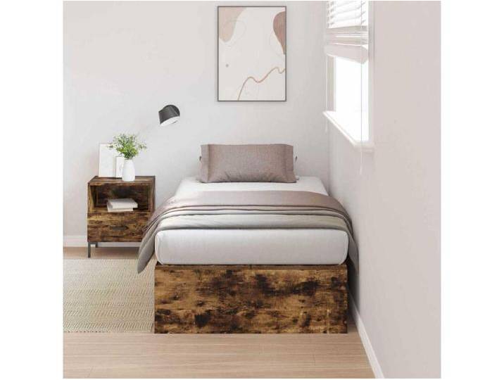 Bettgestell mit Speicher Räuchereiche 90 x 200 cm Holzwerkstoff von Kauf-Unique Marketplace