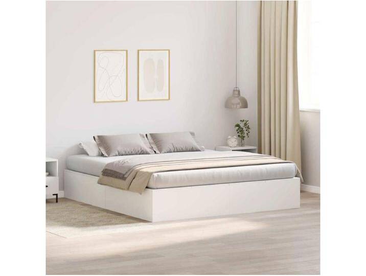 Bettgestell mit Speicher Weiß 200 x 200 cm Holzwerkstoff von Kauf-Unique Marketplace