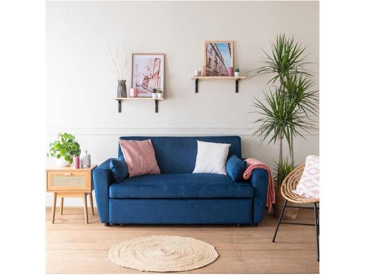 Blaues Samt-Couch-Sofa mit 2 Sitzplätzen MATT von Kauf-Unique Marketplace