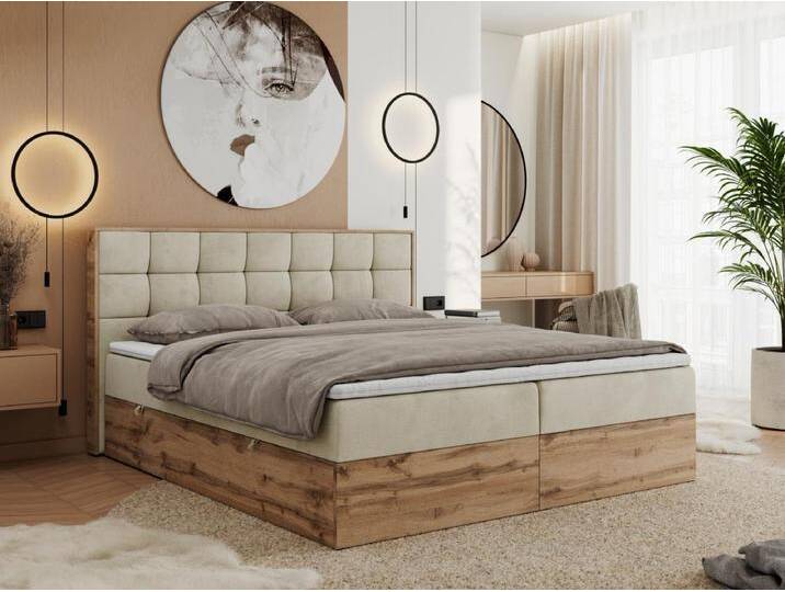 Boxspringbett ALBERO 1, Polsterbett mit gestepptem Kopfteil, Multipocket-Matratze - 120x200 cm - H3 - Beige Velvet Boxspringbett ALBERO 1, Polsterbett mit gestepptem Kopfteil, Multipocket-Matratze - 120x200 cm - H3 - Beige Velvet von Kauf-Unique Marketplace