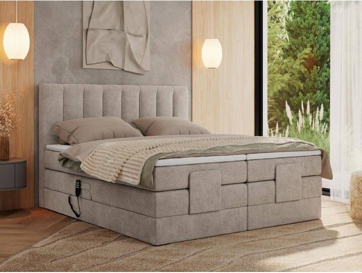 Boxspringbett COMFORTO - Doppelbett, Elektrisch verstellbare, Multipocket-Matratzen und Topper, genähtes Kopfteil - 140x200 cm - H3 - Beige Strukture Boxspringbett COMFORTO - Doppelbett, Elektrisch verstellbare, Multipocket-Matratzen und Topper, genähtes Kopfteil - 140x200 cm - H3 - Beige Strukture von Kauf-Unique Marketplace