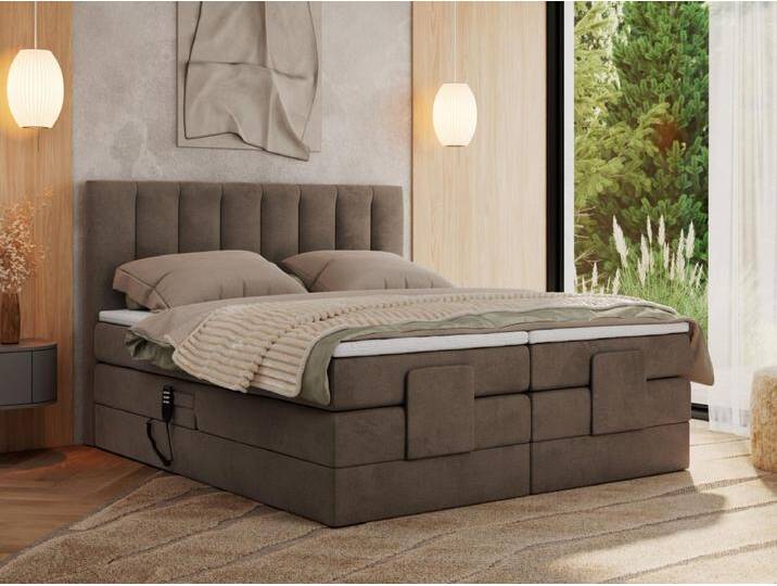 Boxspringbett COMFORTO - Doppelbett, Elektrisch verstellbare, Multipocket-Matratzen und Topper, genähtes Kopfteil - 140x200 cm - H3 - Braun Velvet Boxspringbett COMFORTO - Doppelbett, Elektrisch verstellbare, Multipocket-Matratzen und Topper, genähtes Kopfteil - 140x200 cm - H3 - Braun Velvet von Kauf-Unique Marketplace