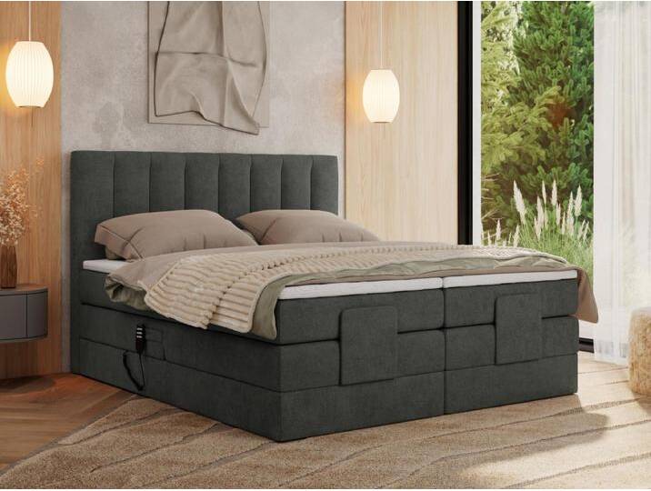Boxspringbett COMFORTO - Doppelbett, Elektrisch verstellbare, Multipocket-Matratzen und Topper, genähtes Kopfteil - 140x200 cm - H3 - Dunkelgrau Strukture Boxspringbett COMFORTO - Doppelbett, Elektrisch verstellbare, Multipocket-Matratzen und Topper, genähtes Kopfteil - 140x200 cm - H3 - Dunkelgrau Strukture von Kauf-Unique Marketplace