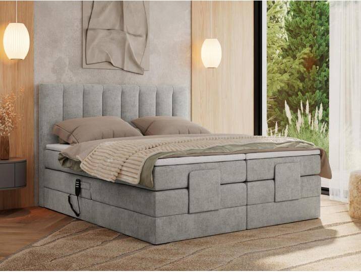 Boxspringbett COMFORTO - Doppelbett, Elektrisch verstellbare, Multipocket-Matratzen und Topper, genähtes Kopfteil - 140x200 cm - H4 - Hellgrau Strukture Boxspringbett COMFORTO - Doppelbett, Elektrisch verstellbare, Multipocket-Matratzen und Topper, genähtes Kopfteil - 140x200 cm - H4 - Hellgrau Strukture von Kauf-Unique Marketplace