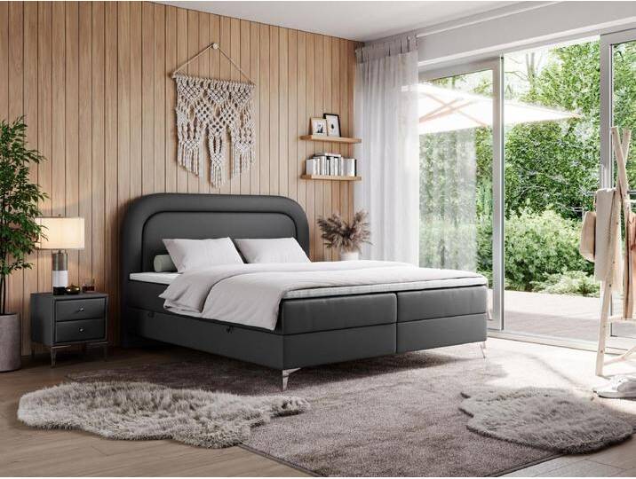 Boxspringbett EIRA - Polsterbett mit Stauraum, Set mit Kopfteil und Multipocket-Matratze, Metallbeine - 180x200 cm - H3 - Dunkelgrau Kunstleder Boxspringbett EIRA - Polsterbett mit Stauraum, Set mit Kopfteil und Multipocket-Matratze, Metallbeine - 180x200 cm - H3 - Dunkelgrau Kunstleder von Kauf-Unique Marketplace