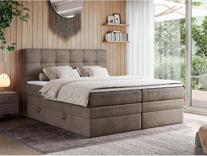 Boxspringbett ERNI KING, gestepptes Kopfteil, zwei Multipocket-Matratze und Topper, mit Stauraum - 180x200 cm - H4 - Braun Velvet Boxspringbett ERNI KING, gestepptes Kopfteil, zwei Multipocket-Matratze und Topper, mit Stauraum - 180x200 cm - H4 - Braun Velvet von Kauf-Unique Marketplace