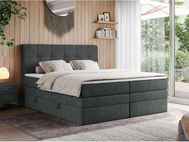 Boxspringbett ERNI KING, gestepptes Kopfteil, zwei Multipocket-Matratze und Topper, mit Stauraum - 180x200 cm - H4 - Dunkelgrau Strukture Boxspringbett ERNI KING, gestepptes Kopfteil, zwei Multipocket-Matratze und Topper, mit Stauraum - 180x200 cm - H4 - Dunkelgrau Strukture von Kauf-Unique Marketplace