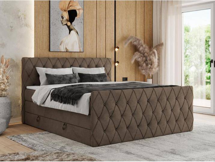 Boxspringbett MIREN KING DUO - für Schlafzimmer mit zwei Multipocket-Matratzen und Topper, gestepptes Kopfteil und Front - 160x200 cm - H4 - Braun Velvet Boxspringbett MIREN KING DUO - für Schlafzimmer mit zwei Multipocket-Matratzen und Topper, gestepptes Kopfteil und Front - 160x200 cm - H4 - Braun Velvet von Kauf-Unique Marketplace