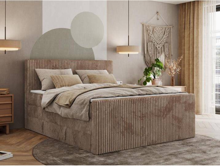 Boxspringbett TILIANO KING DUO, mit zwei Bettkästen, Cord Bett Multipocket-Matratze - 140x200 cm - H4 - Braun Cord Boxspringbett TILIANO KING DUO, mit zwei Bettkästen, Cord Bett Multipocket-Matratze - 140x200 cm - H4 - Braun Cord von Kauf-Unique Marketplace