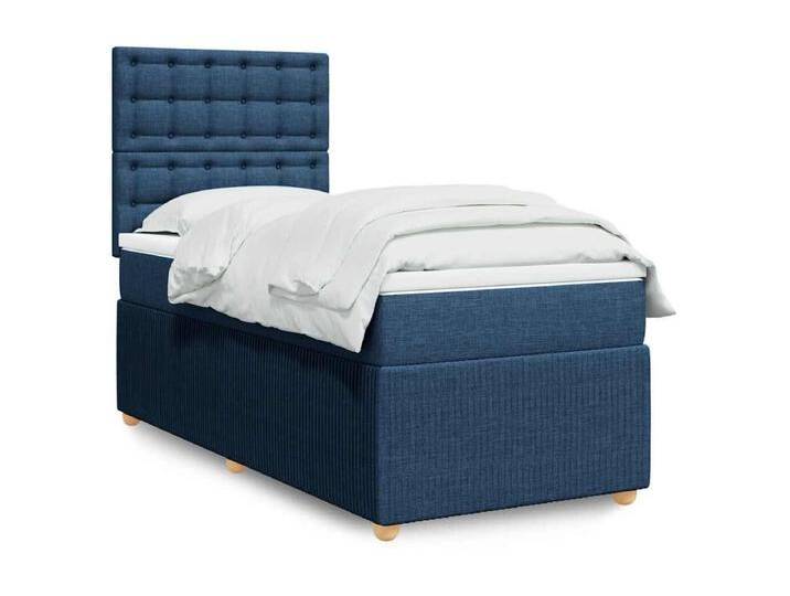 Boxspringbett mit Matratze Blau 100x200 cm Stoff von Kauf-Unique Marketplace
