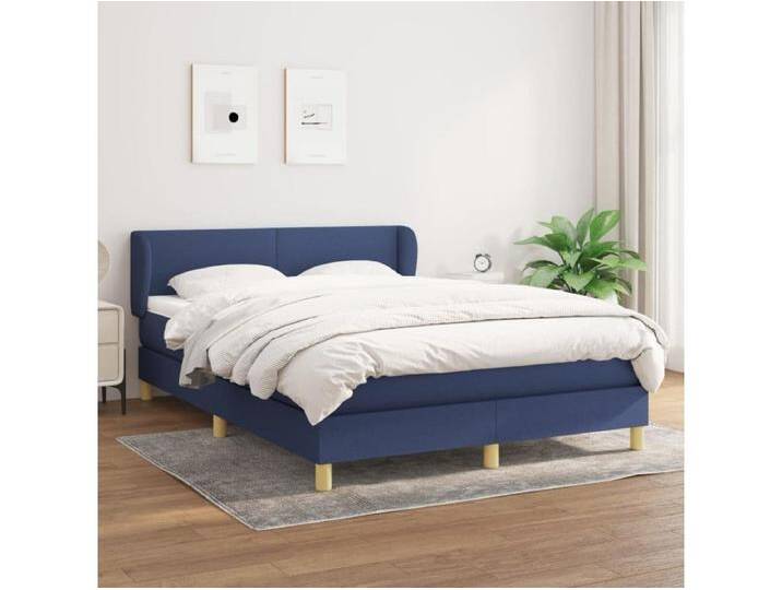 Boxspringbett mit Matratze Blau 140x190 cm Stoff von Kauf-Unique Marketplace