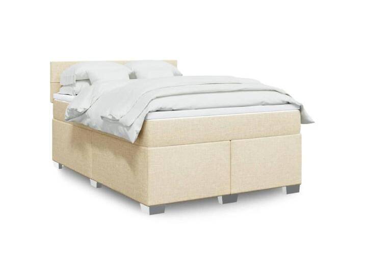 Boxspringbett mit Matratze Creme 160x200 cm Stoff von Kauf-Unique Marketplace