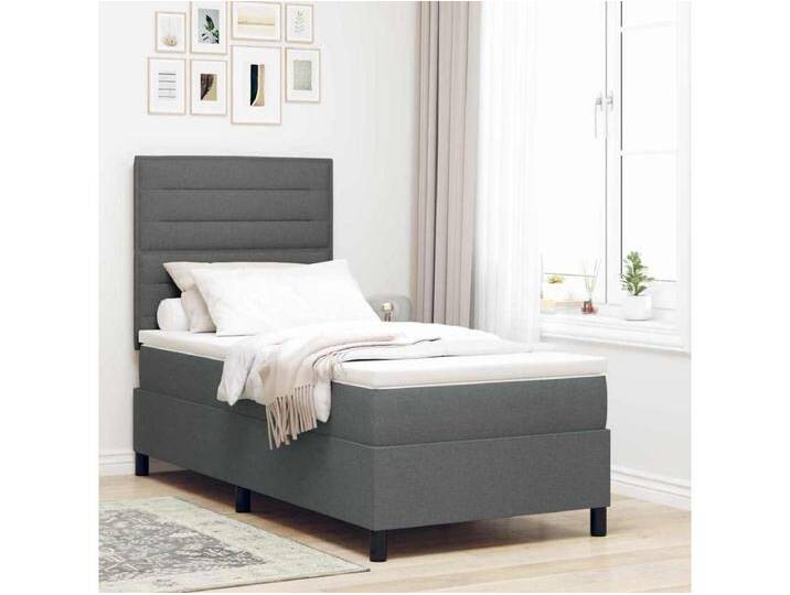 Boxspringbett mit Matratze Dunkelgrau 100 x 200 cm Stoff von Kauf-Unique Marketplace
