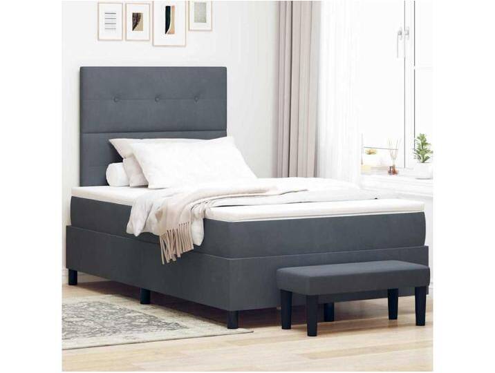 Boxspringbett mit Matratze Dunkelgrau 120 x 200 cm Samt von Kauf-Unique Marketplace
