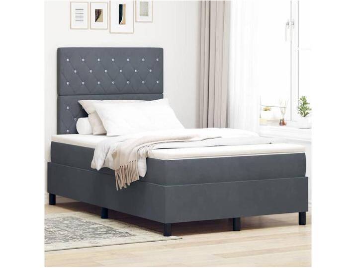 Boxspringbett mit Matratze Dunkelgrau 120 x 200 cm Samt Boxspringbett mit Matratze Dunkelgrau 120 x 200 cm Samt von Kauf-Unique Marketplace