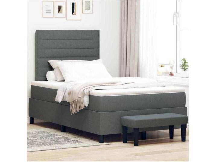 Boxspringbett mit Matratze Dunkelgrau 120 x 200 cm Stoff von Kauf-Unique Marketplace