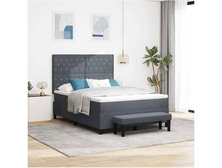 Boxspringbett mit Matratze Dunkelgrau 140 x 200 cm Samt von Kauf-Unique Marketplace