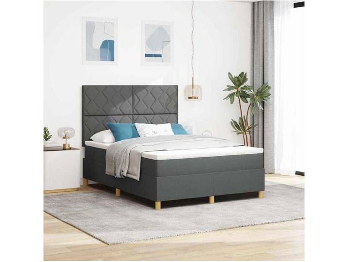 Boxspringbett mit Matratze Dunkelgrau 140 x 200 cm Stoff von Kauf-Unique Marketplace