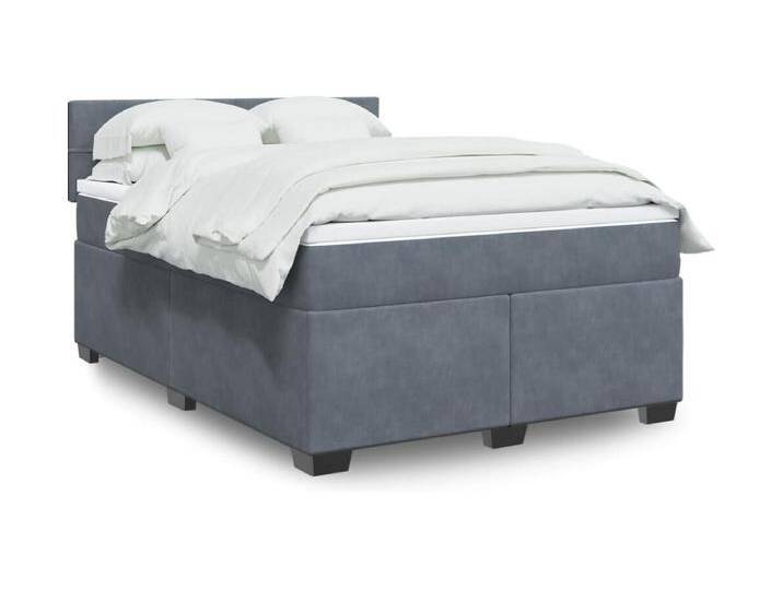 Boxspringbett mit Matratze Dunkelgrau 160x200 cm Samt von Kauf-Unique Marketplace