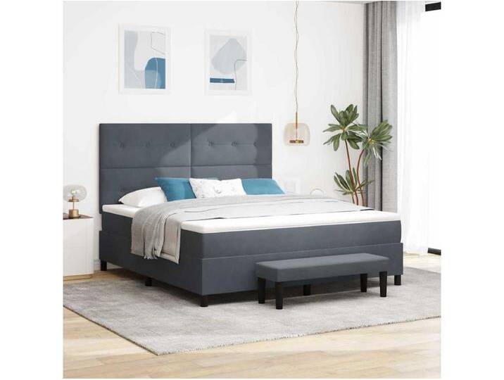 Boxspringbett mit Matratze Dunkelgrau 180 x 200 cm Samt Boxspringbett mit Matratze Dunkelgrau 180 x 200 cm Samt von Kauf-Unique Marketplace