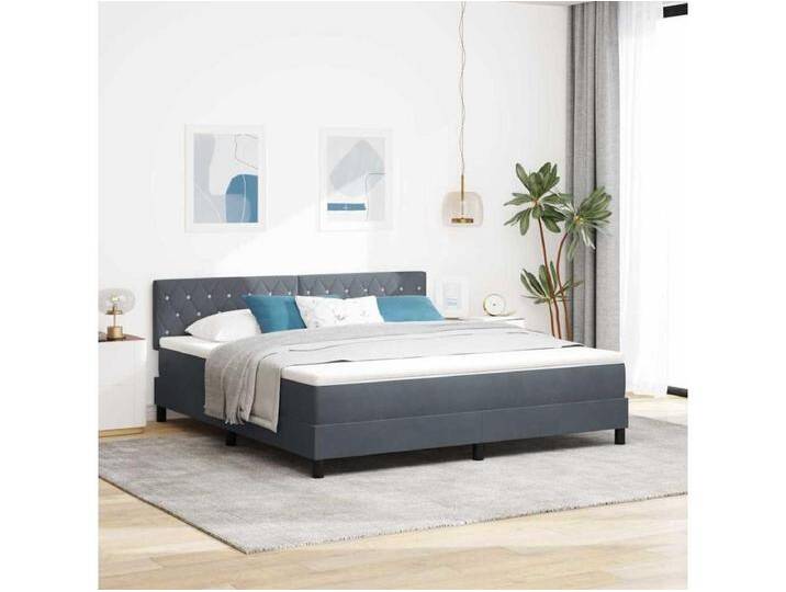Boxspringbett mit Matratze Dunkelgrau 180 x 200 cm Stoff Boxspringbett mit Matratze Dunkelgrau 180 x 200 cm Stoff von Kauf-Unique Marketplace