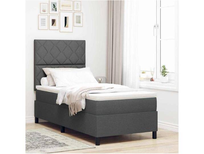 Boxspringbett mit Matratze Dunkelgrau 90 x 200 cm Stoff von Kauf-Unique Marketplace