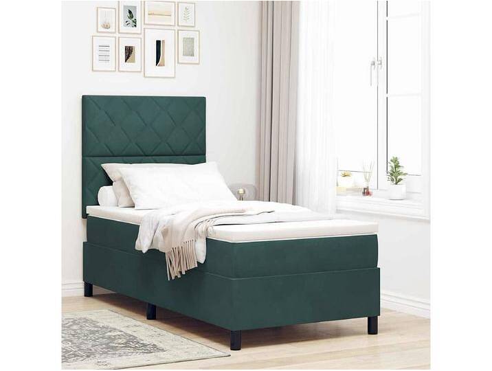 Boxspringbett mit Matratze Dunkelgrün 100 x 200 cm Samt von Kauf-Unique Marketplace