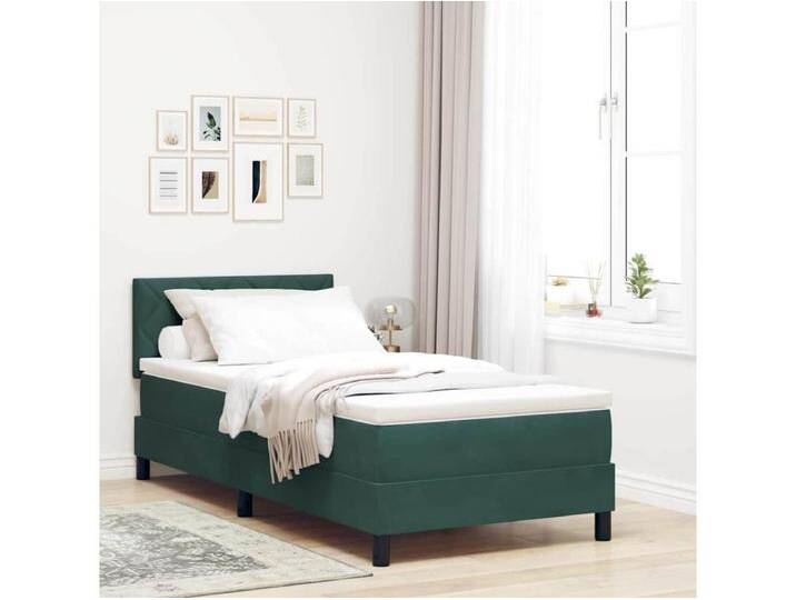 Boxspringbett mit Matratze Dunkelgrün 100 x 200 cm Stoff von Kauf-Unique Marketplace