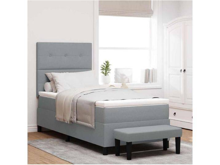 Boxspringbett mit Matratze Hellgrau 100 x 200 cm Stoff von Kauf-Unique Marketplace