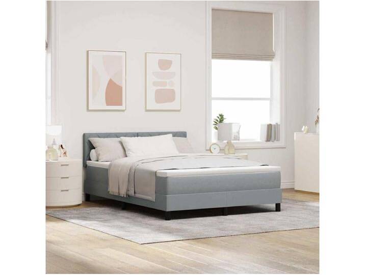 Boxspringbett mit Matratze Hellgrau 140 x 200 cm Stoff von Kauf-Unique Marketplace