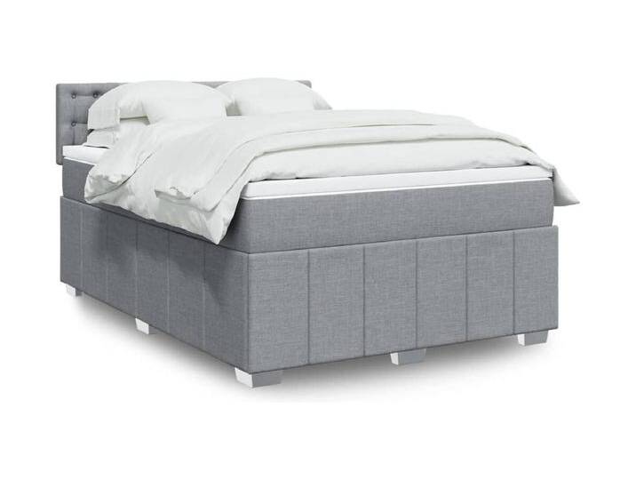 Boxspringbett mit Matratze Hellgrau 140x200 cm Stoff von Kauf-Unique Marketplace
