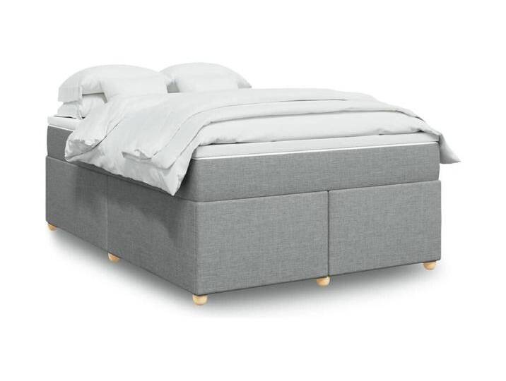 Boxspringbett mit Matratze Hellgrau 160x200 cm Stoff von Kauf-Unique Marketplace