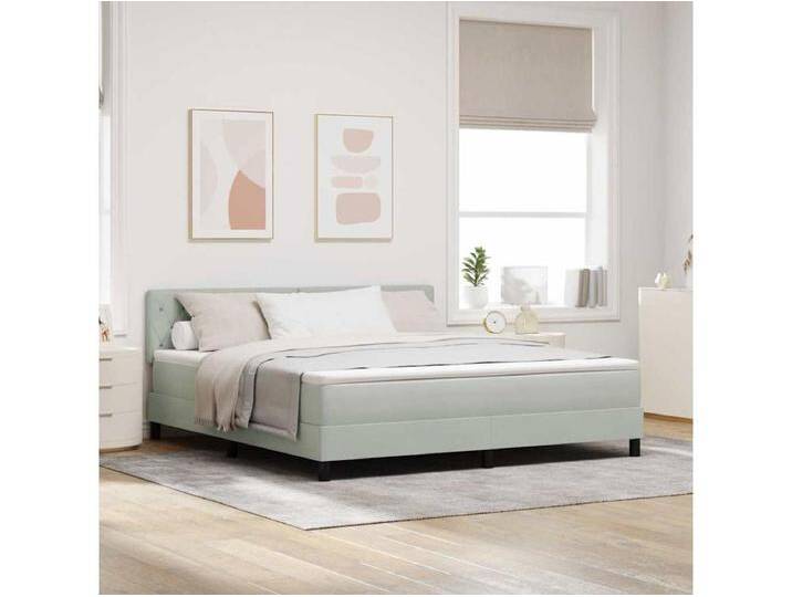 Boxspringbett mit Matratze Hellgrau 180 x 200 cm Stoff von Kauf-Unique Marketplace