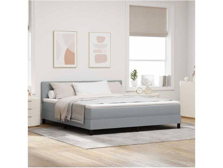 Boxspringbett mit Matratze Hellgrau 180 x 200 cm Stoff von Kauf-Unique Marketplace