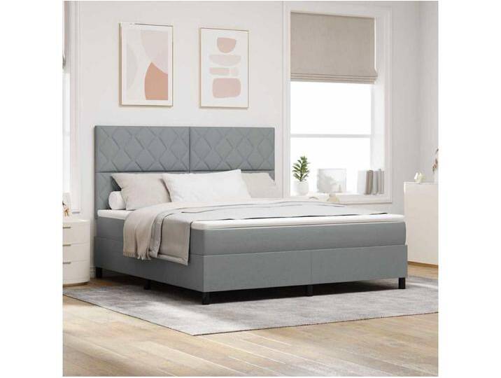 Boxspringbett mit Matratze Hellgrau 180 x 200 cm Stoff Boxspringbett mit Matratze Hellgrau 180 x 200 cm Stoff von Kauf-Unique Marketplace